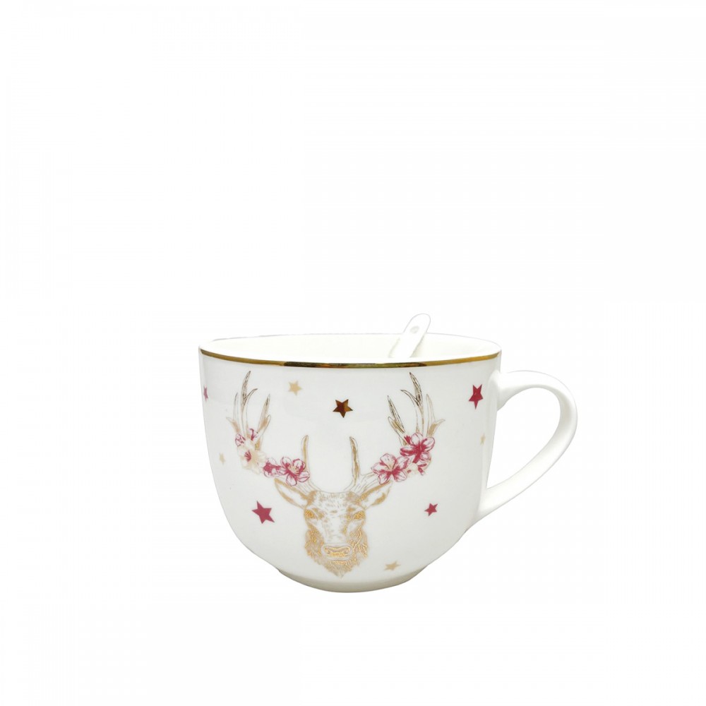 Gold deer mug with spoon