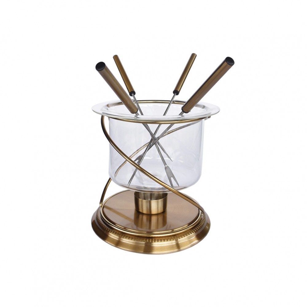 Gold fondue set for 4 people