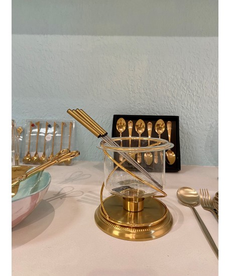 Gold fondue set for 4 people