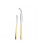 Set of 2 hammered gold cheese knives