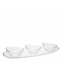 Set apéritif de 3 coupelles sur plateau transparent 41cm