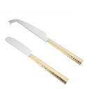 Set of 2 hammered gold cheese knives