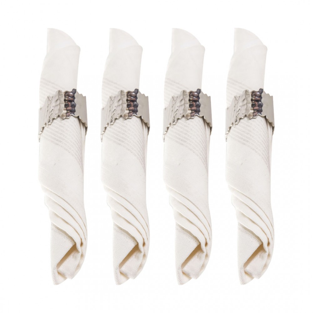 Lot de 4 ronds de serviettes ovales martelées