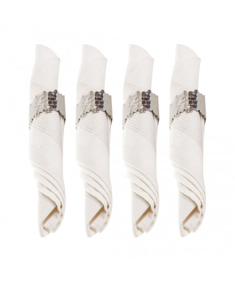 Lot de 4 ronds de serviettes ovales martelées