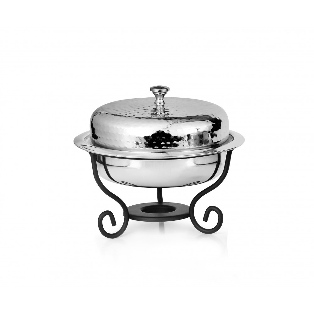 Hammered round chafing dish 1L