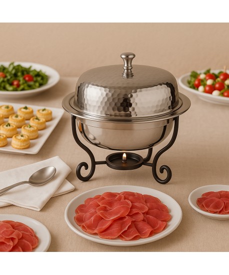 Hammered round chafing dish 1L