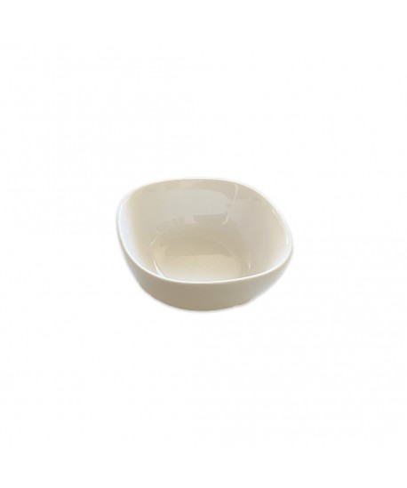 Coupelle blanche carrée bord rond en céramique