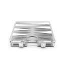 Mini white and silver acrylic backgammon set case 25x20x5cm