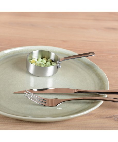 Mini matte round casserole with long handle 7x7x2.5cm