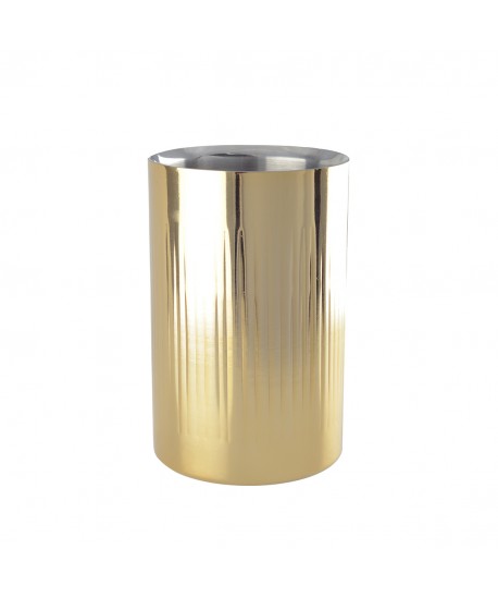 Gold wine cooler with ribbed pattern