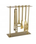 Outils de bar sur support 5 pièces coloris doré mat