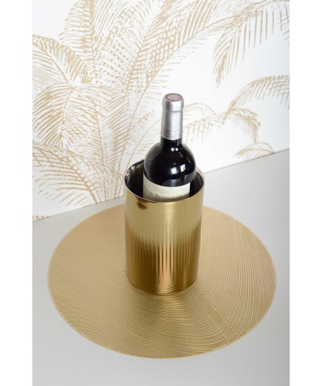Gold wine cooler with ribbed pattern