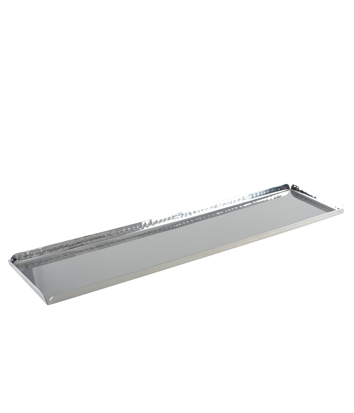 Rectangular hammered mirror-effect tray 50x11.5x1.25cm