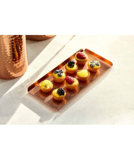 Plateau rectangulaire martelé dore 25.5x11.5x1.25cm