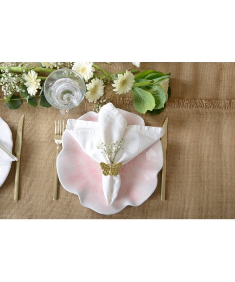 Assiette à dessert rose en mélamine 23x23x2cm