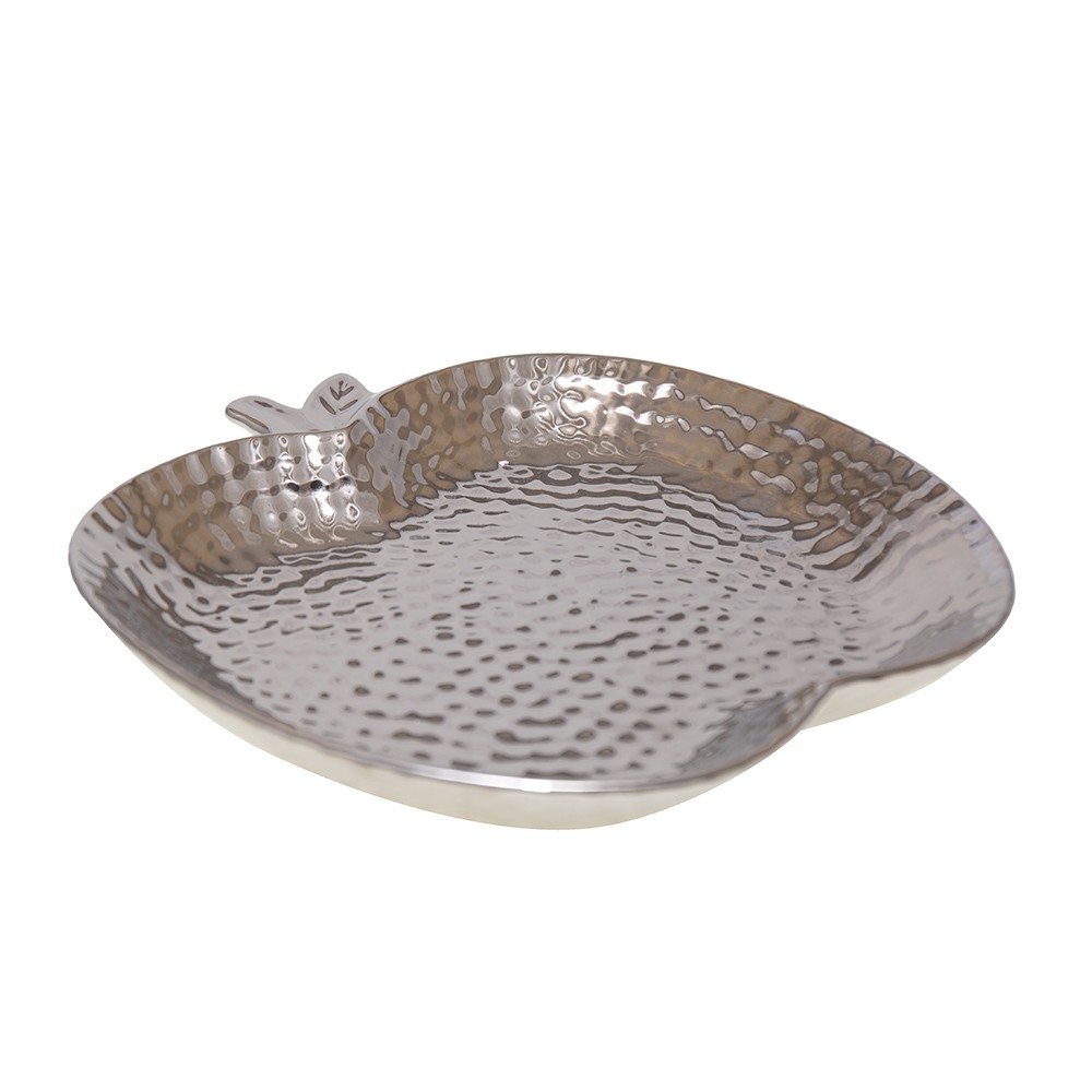Silver ceramic apple dish 25.5x24.5x3cm