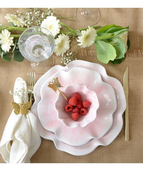 Assiette à dessert rose en mélamine 23x23x2cm