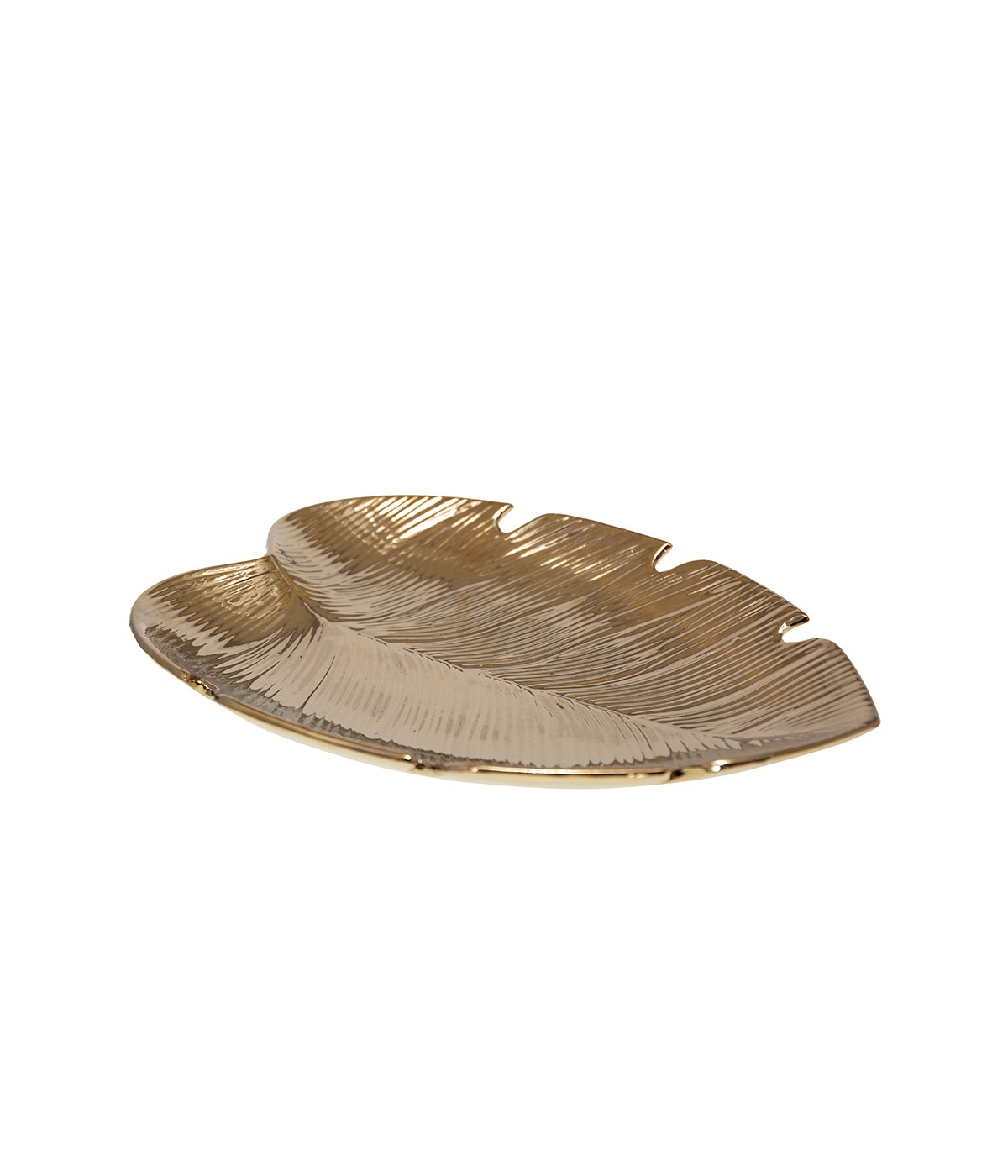 Coupelle dorée feuille tropicale 31x23x3.8cm