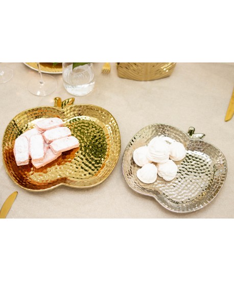 Silver ceramic apple dish 25.5x24.5x3cm