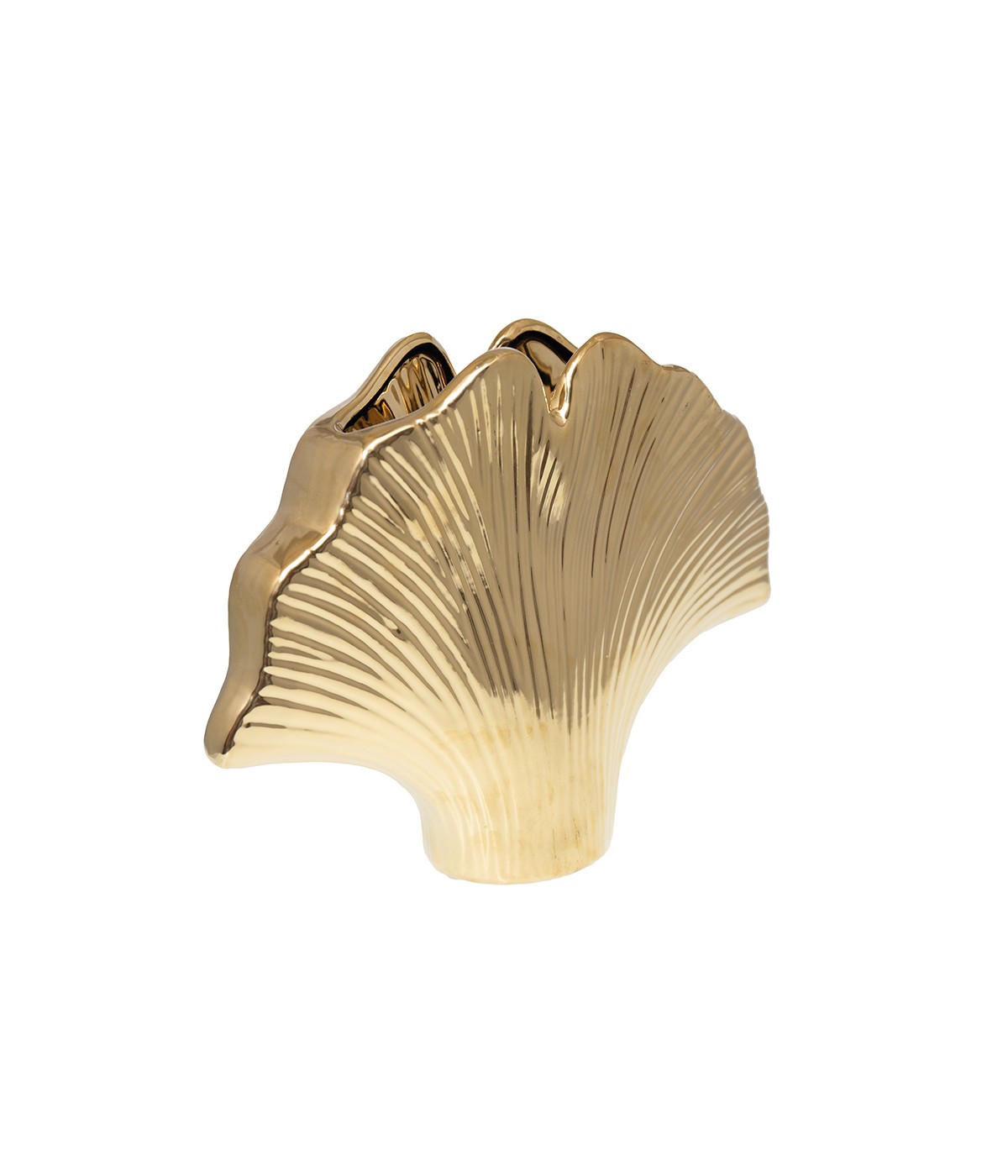 Gilded ceramic vase Ginkgo 29.5x7.5x22cm
