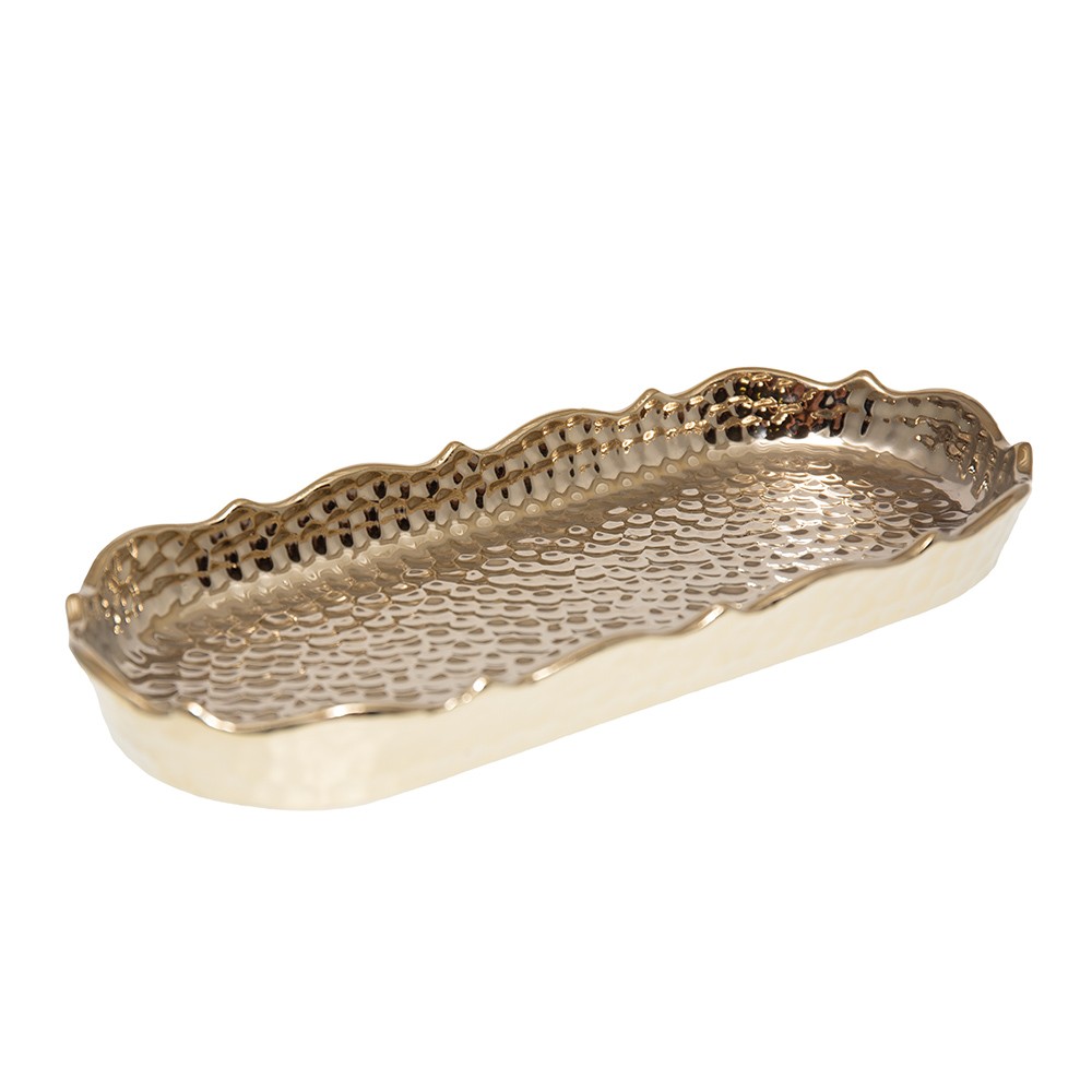 Gold rectangular dish 30x13x3.5cm
