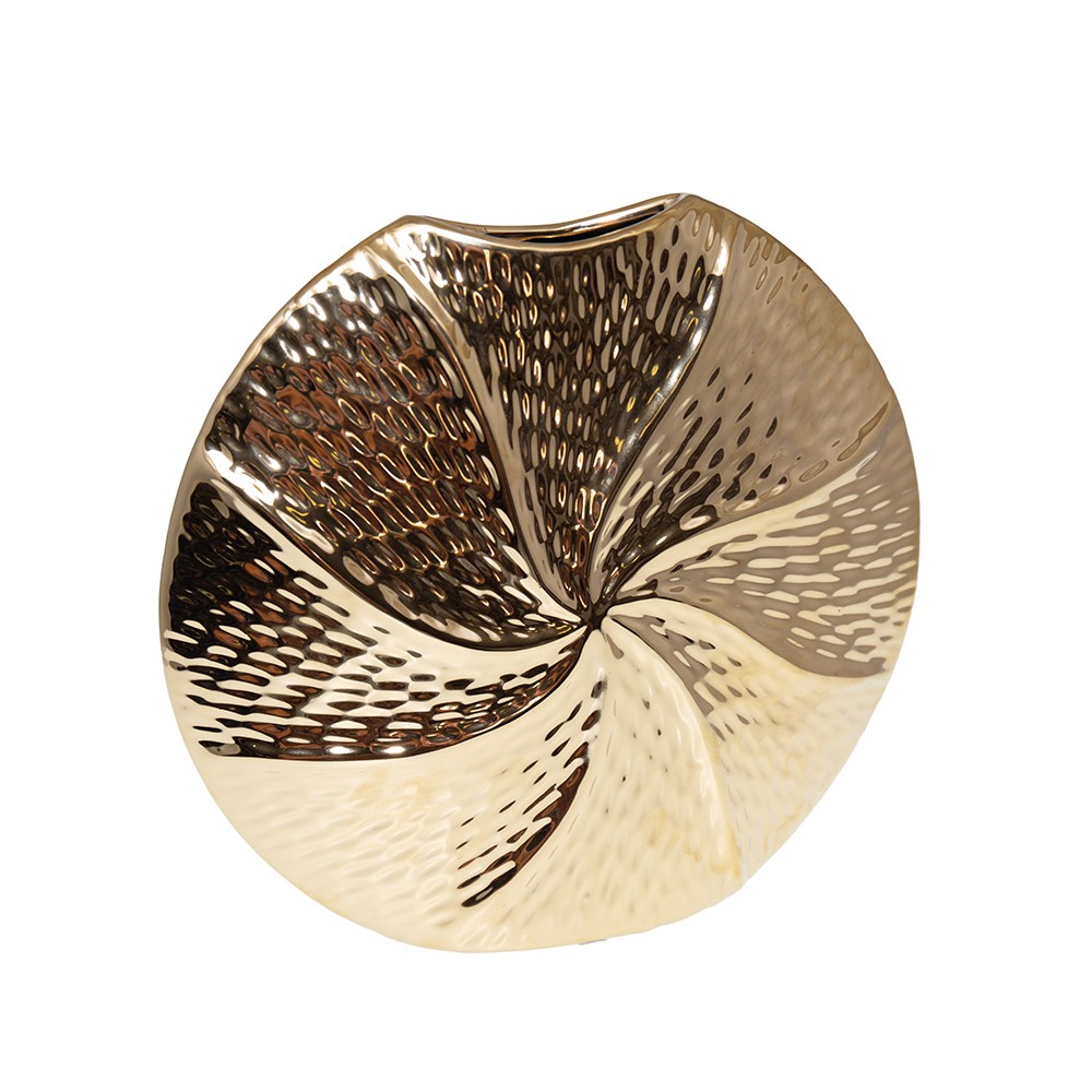 Vase spirale doré en céramique 23x6x21.5cm