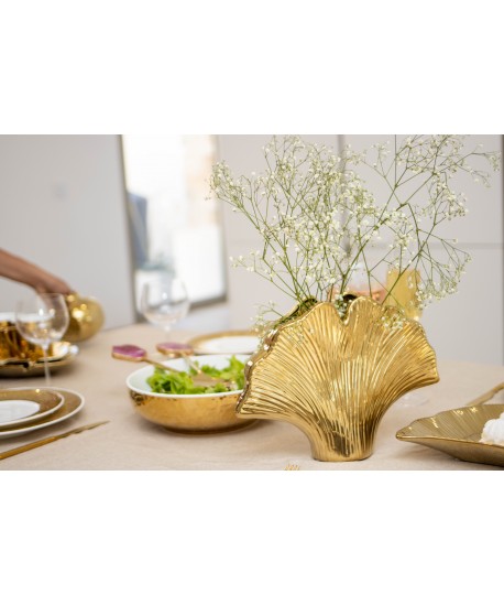 Gilded ceramic vase Ginkgo 29.5x7.5x22cm