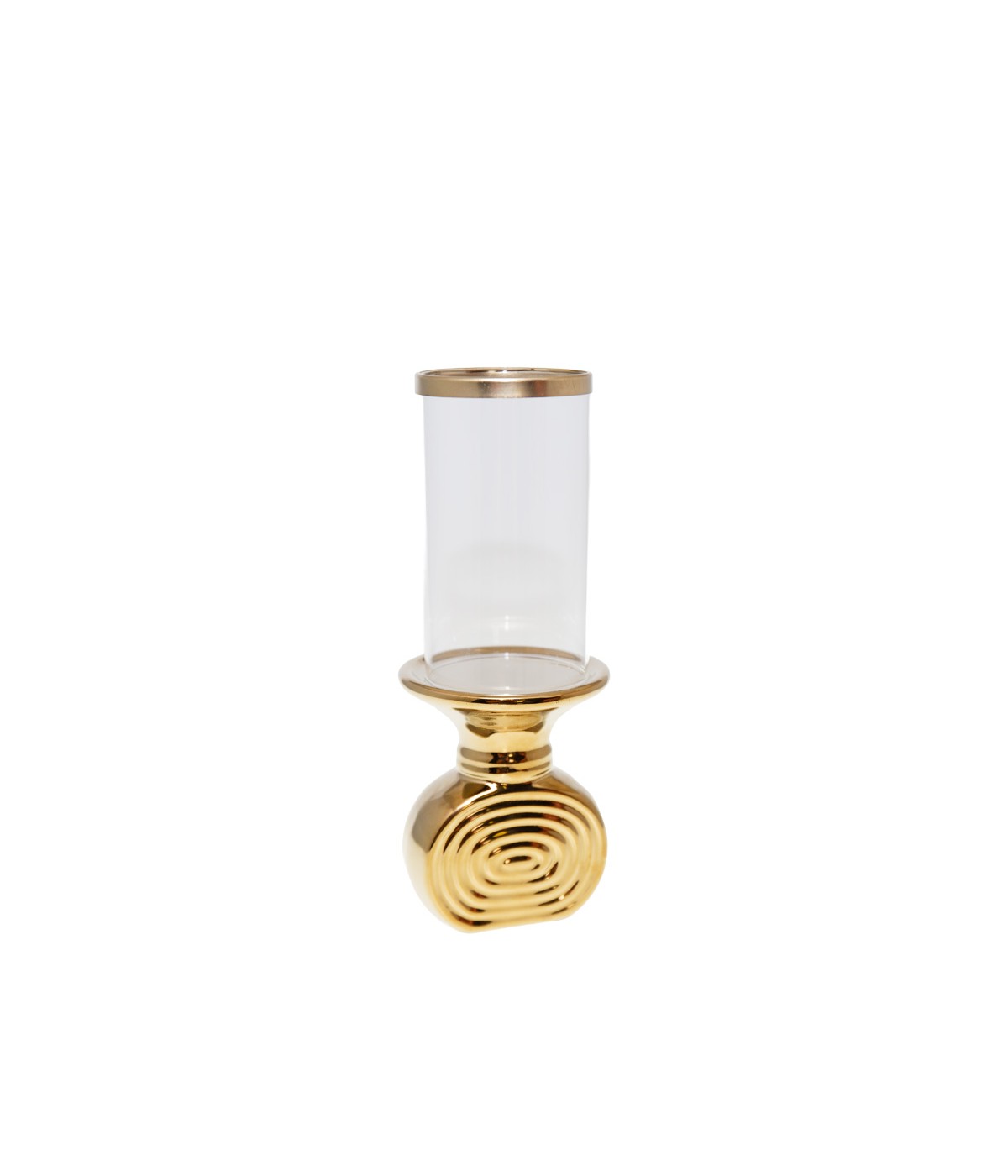 Gold candlestick with glass 10x10x26.5cm