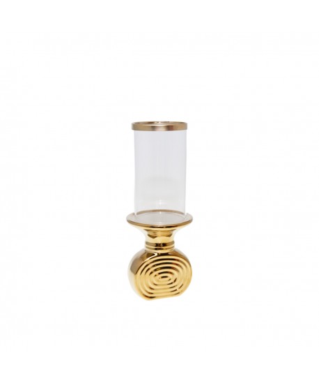Gold candlestick with glass 10x10x26.5cm