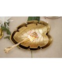 Coupelle dorée feuille tropicale 31x23x3.8cm