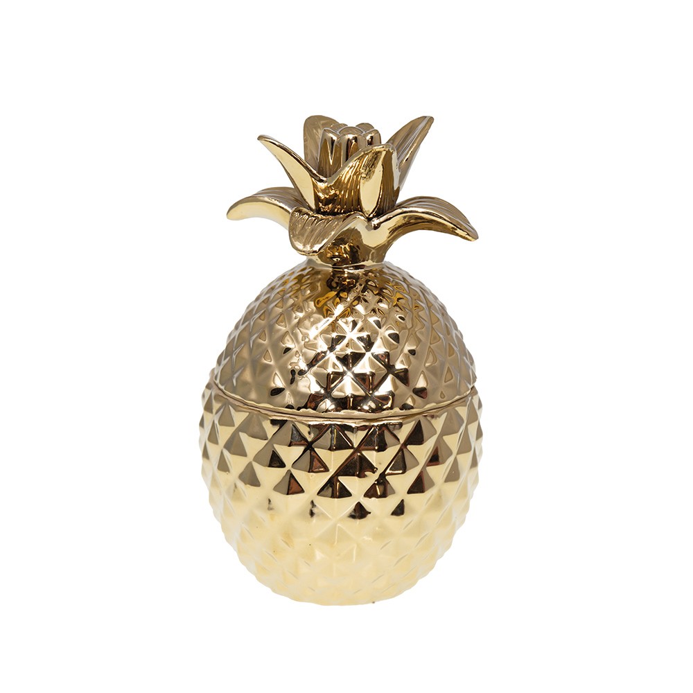 Decorative gold ceramic pineapple box 13x13x22.5cm