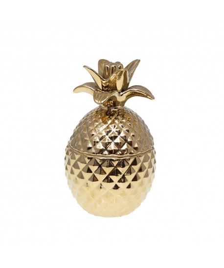 Decorative gold ceramic pineapple box 13x13x22.5cm