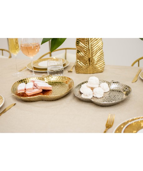 Silver ceramic apple dish 25.5x24.5x3cm