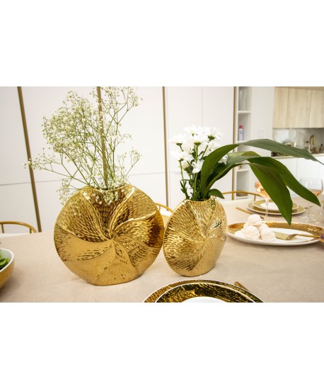 Vase spirale doré en céramique 23x6x21.5cm