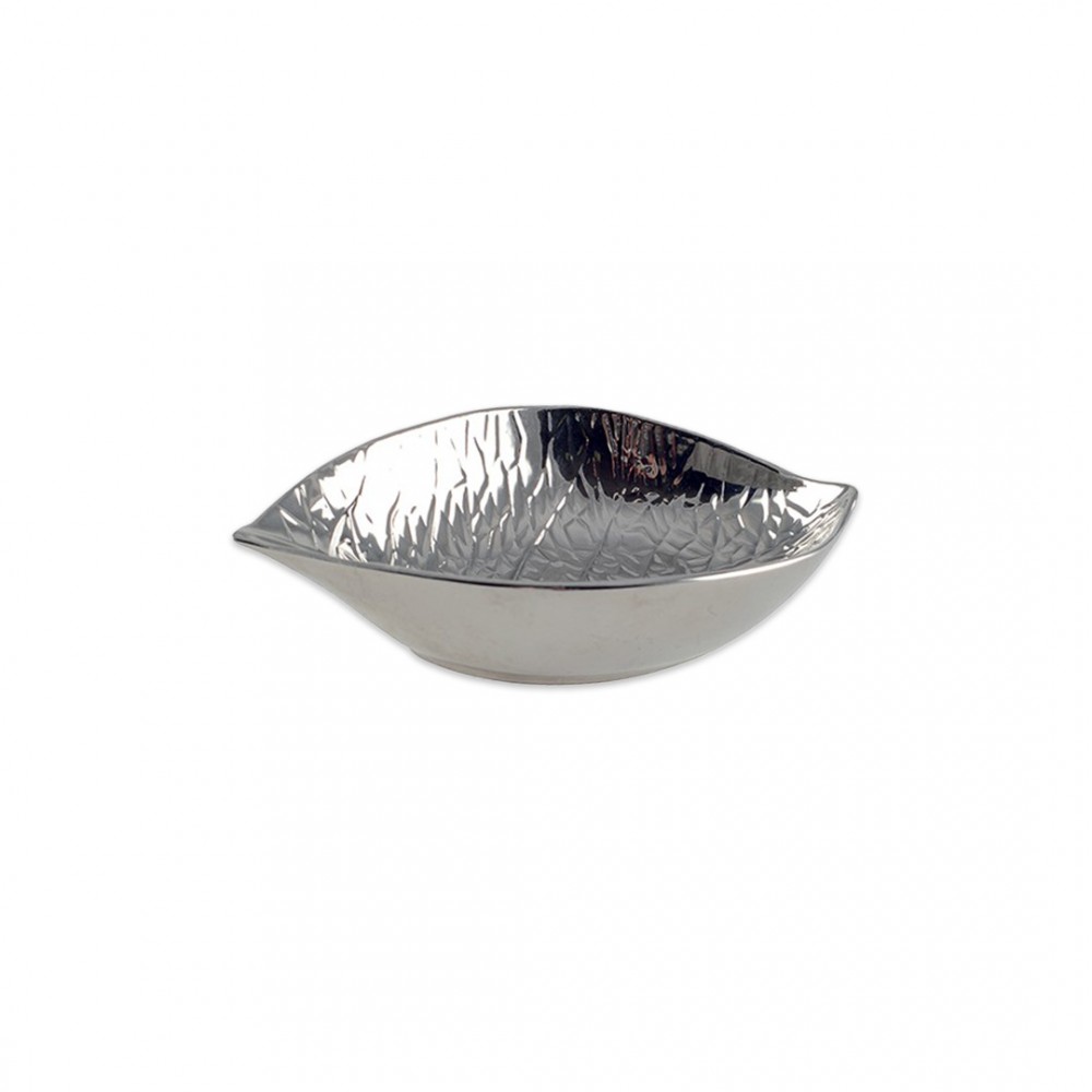 Leaf-shaped bowl - ceramic silver 17x10x3cm