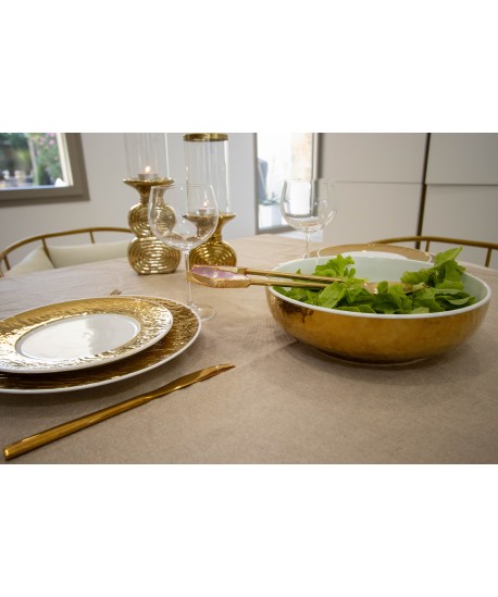 Gold candlestick with glass 10x10x26.5cm