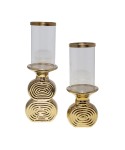 Gold candlestick with glass 11x10x33cm