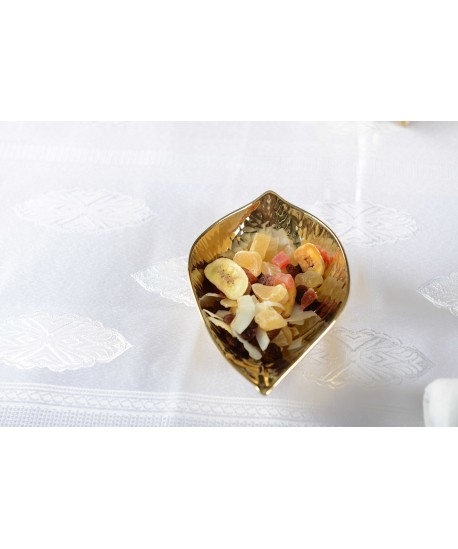 Leaf-shaped bowl - ceramic silver 17x10x3cm