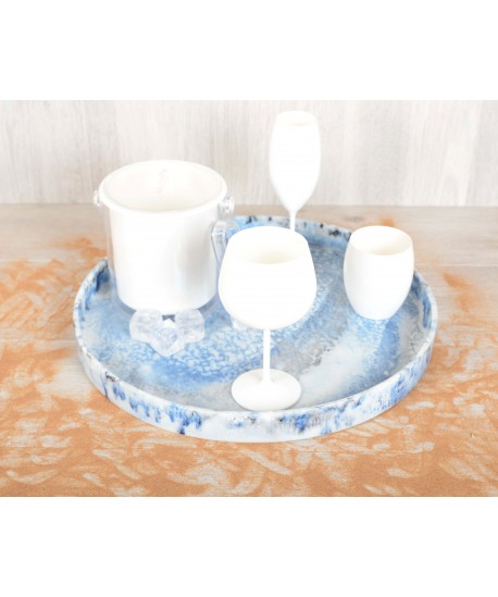 Round tray - resin cloud blue