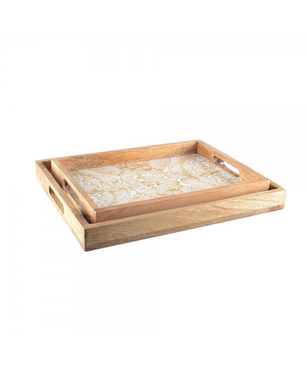 Plateaux abstraits rectangulaires - lot de 2