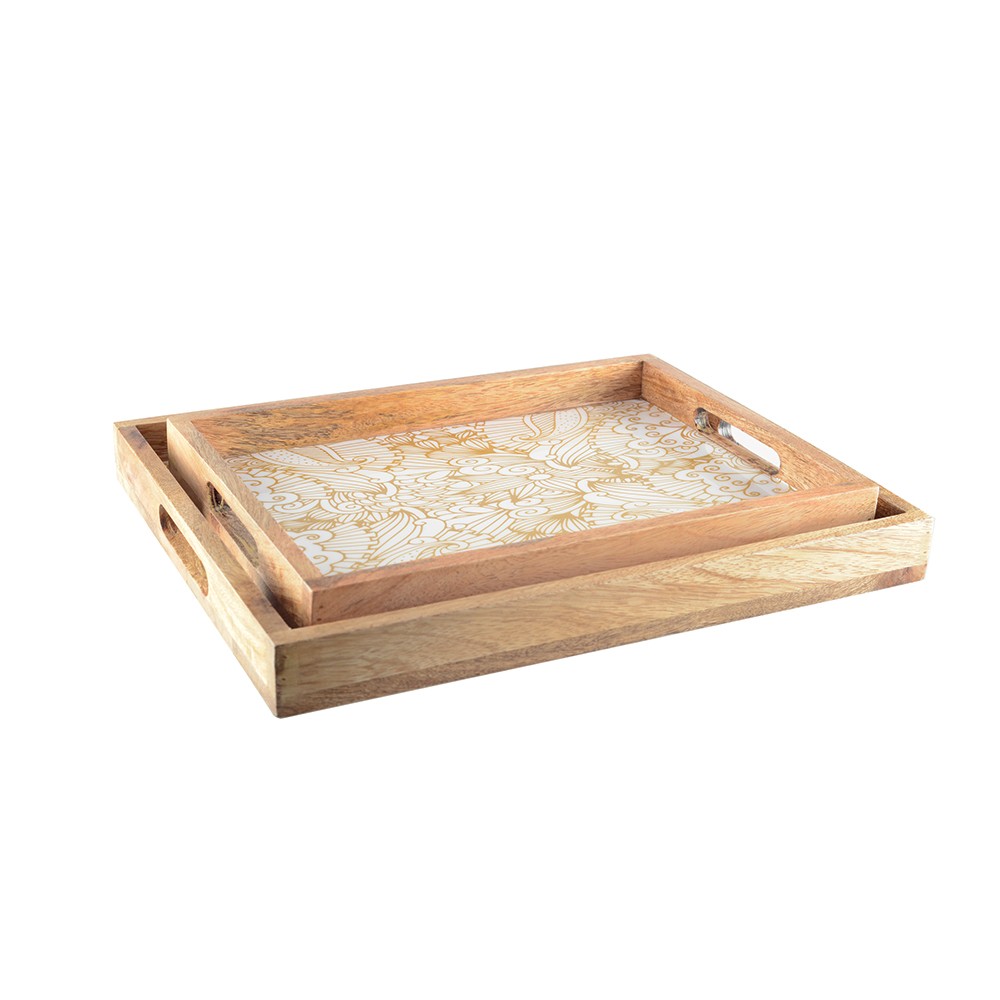 Plateaux abstraits rectangulaires - lot de 2