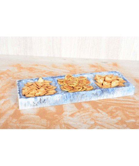 Chip and dip platter / cake platter - resin cloud blue