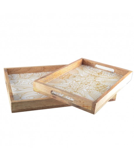 Plateaux abstraits rectangulaires - lot de 2