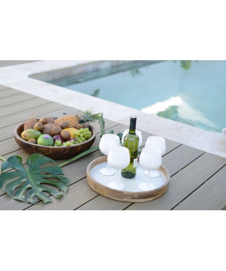 Plateau blanc en bois manguier 40x40x4cm