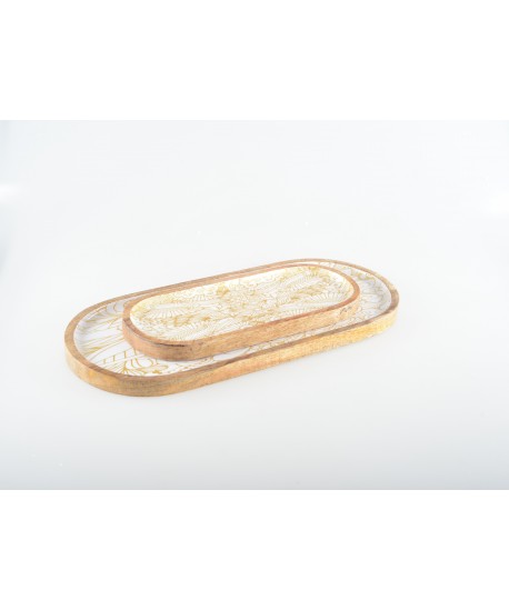 Plateaux abstraits ovales - lot de 2