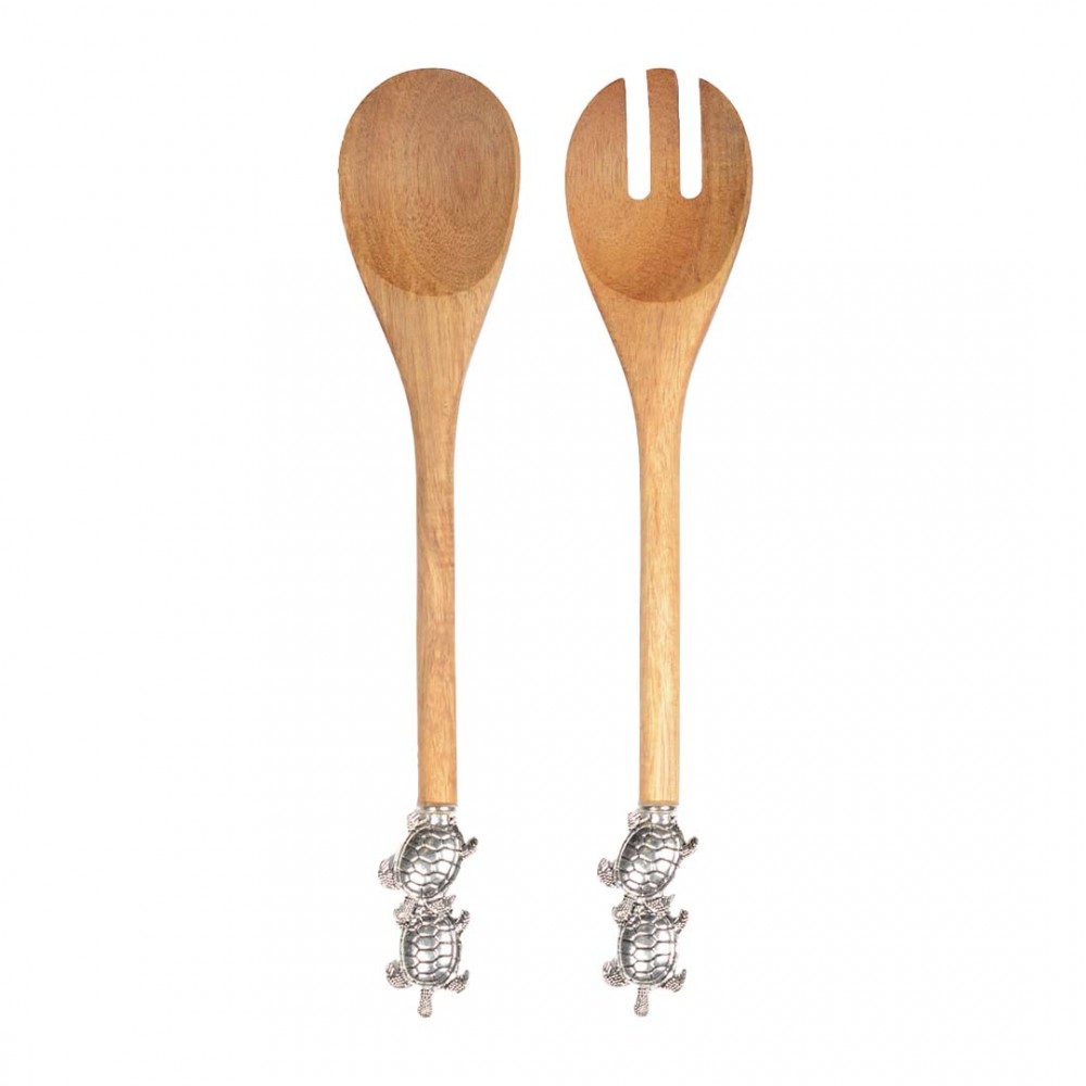 Couverts à salade tortues argent