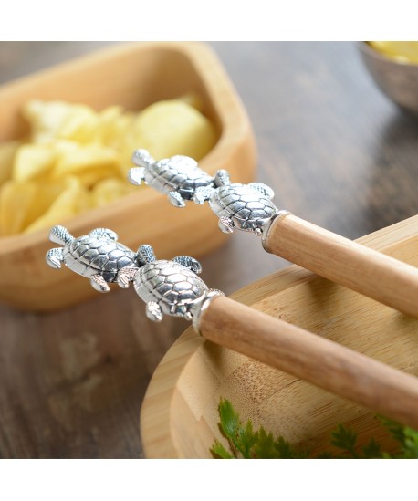 Couverts à salade tortues argent