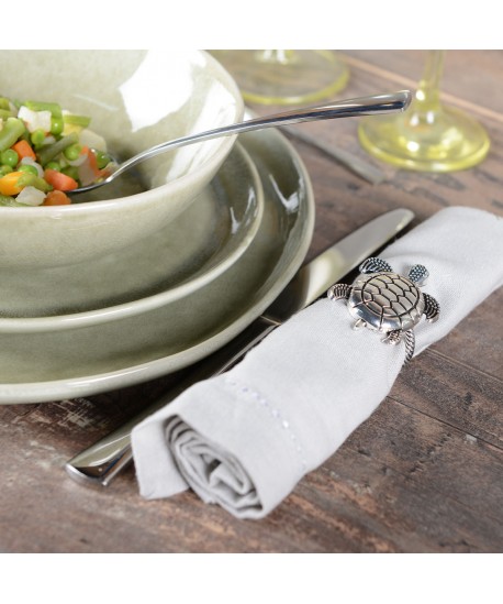 Lot de 4 ronds de serviettes tortues argent