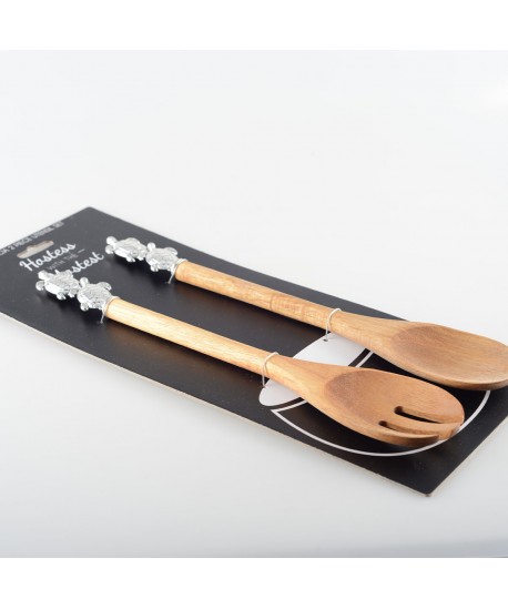 Couverts à salade tortues argent