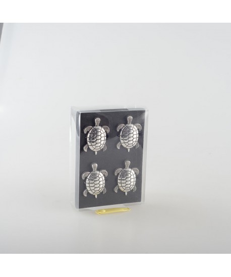 Lot de 4 ronds de serviettes tortues argent